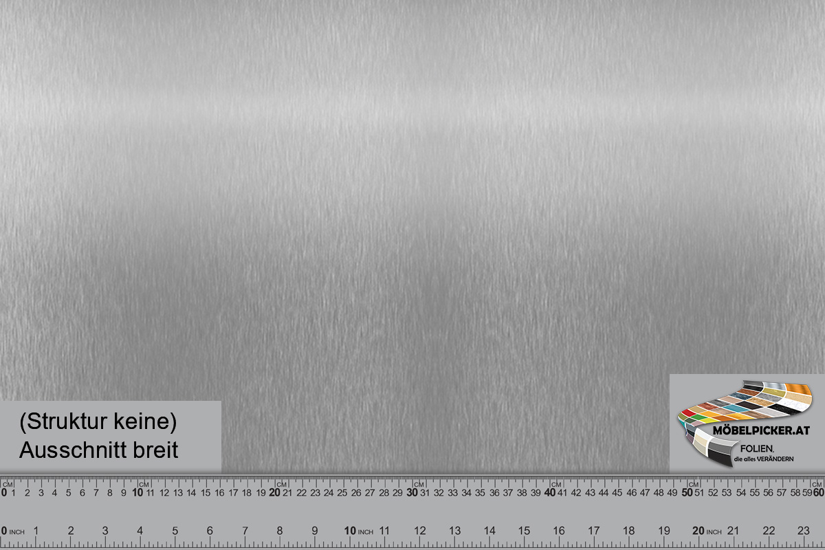 Möbelfolie, Klebefolie, Dekorfolie, Folie, Metall: Edelstahl fein gebürstet silbergrau MPKI01