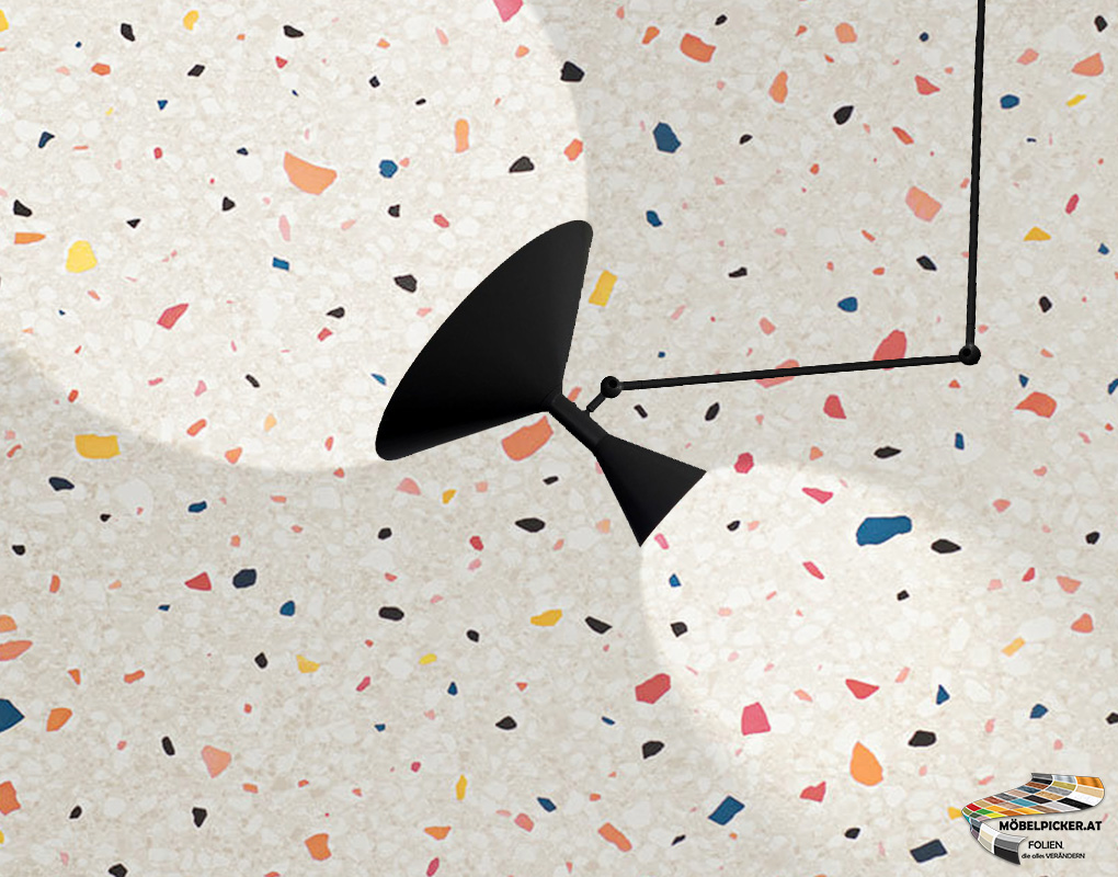 Stein: Terrazzo bunt MPNS708 Alternativbezeichnungen: stein, terrazzo, bunt für Arbeitsplatten, Trennwände, Raumtrenner, Wand, Schlafzimmerwand